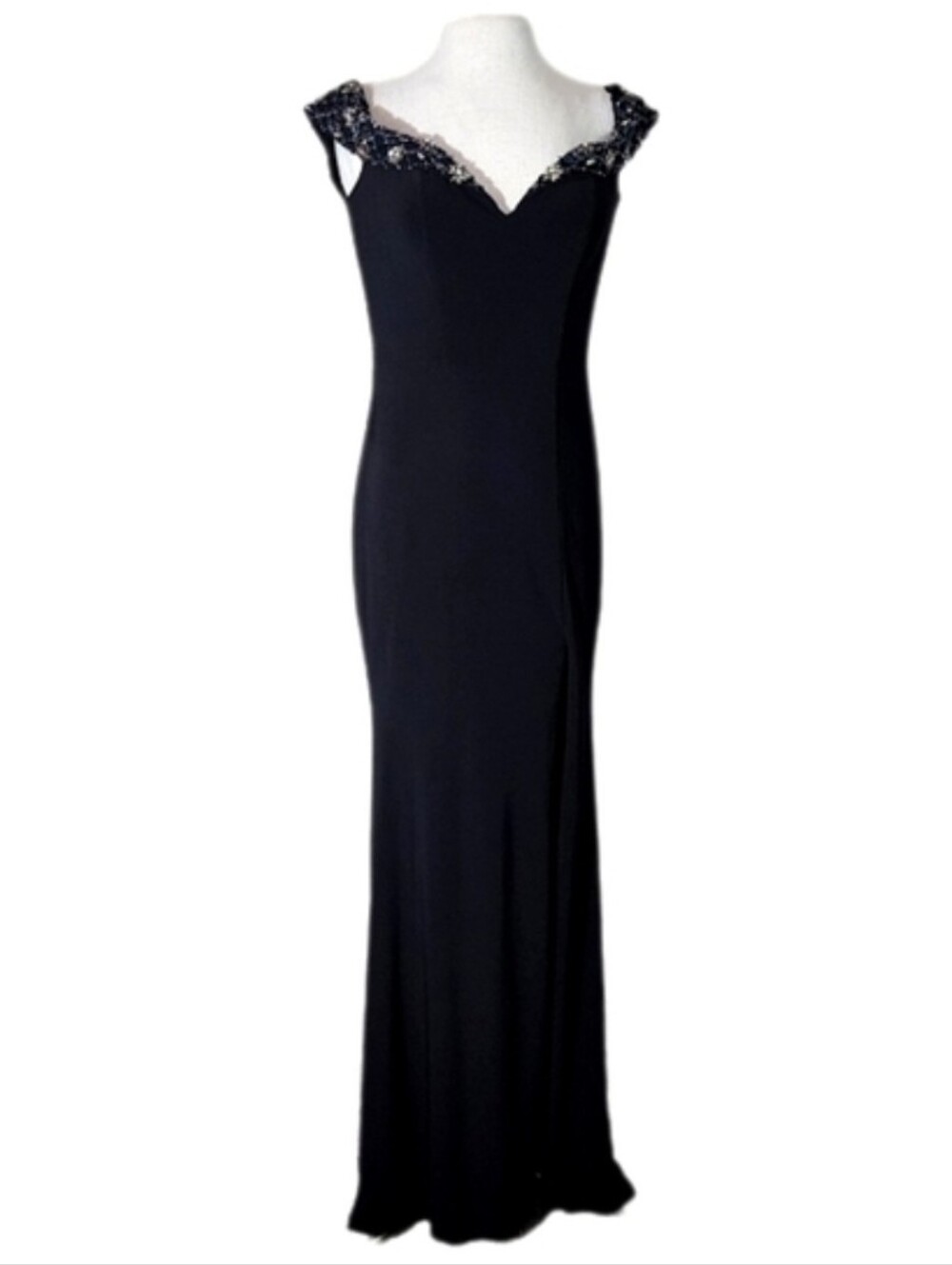 Faviana Dress Glamour Off Shoulder Sweetheat Neckline Maxi Black Size 8 - Picture 13 of 16
